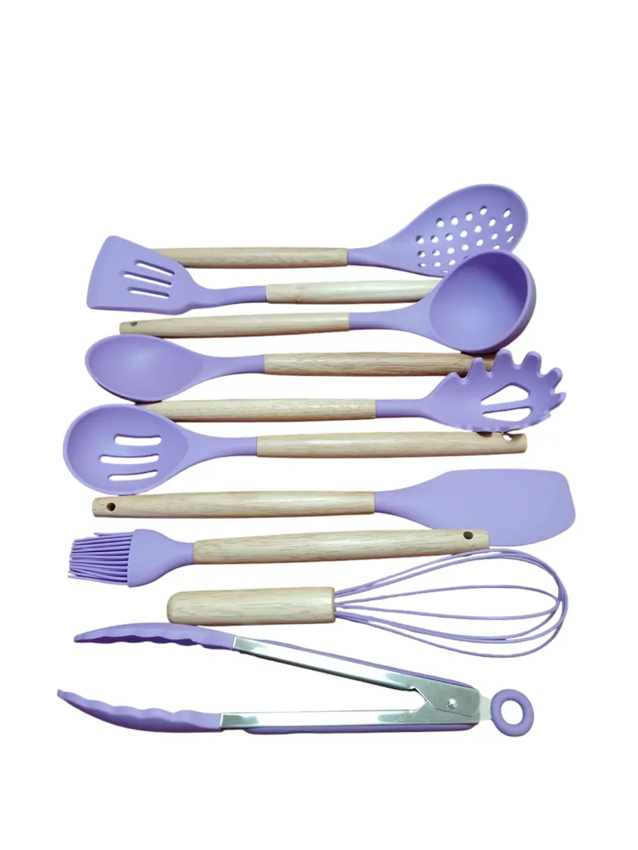 SET UTENSILLOS DE SILICONA BASE CRISTAL X19PCS